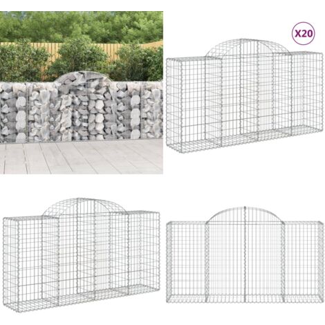 Cestas de gaviones 20 uds forma de arco hierro 200x50x100/120cm - Muros de contención - Barreras de jardín