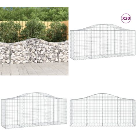 Cestas de gaviones 20 uds forma de arco hierro 200x50x80/100 cm - Muros de contención - Jardín decorativo