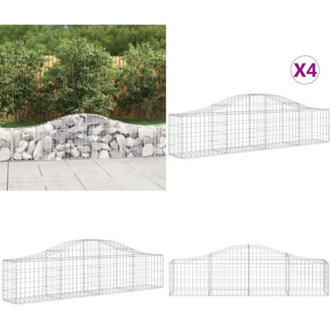 Cestas de gaviones 4 uds forma de arco hierro 200x30x40/60 cm - Cestas de gaviones - Jardín decorativo