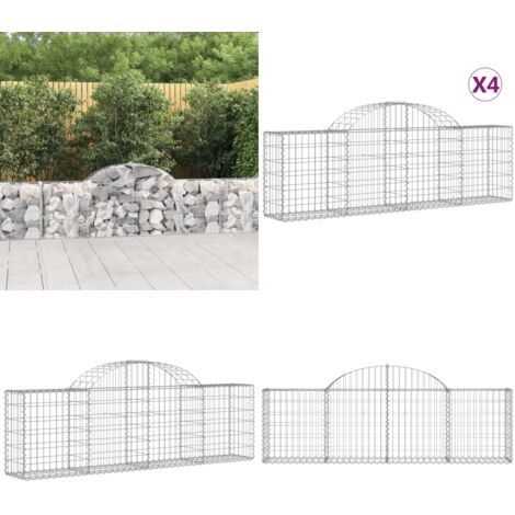 Cestas de gaviones 4 uds forma de arco hierro 200x30x60/80 cm - Muros de contención - Barreras de jardín