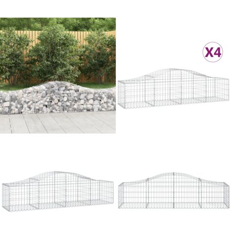 Cestas de gaviones 4 uds forma de arco hierro 200x50x40/60 cm - Muros de contención - Jardines decorativos