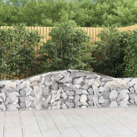 Cestas de gaviones 4 uds forma de arco hierro 400x30x60/80 cm