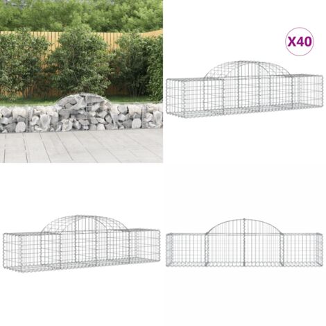 Cestas de gaviones 40 uds forma de arco hierro 200x50x40/60 cm - Muros de contención - Barreras de jardín