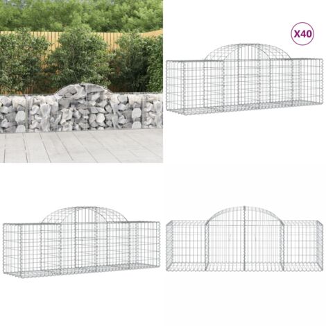 Cestas de gaviones 40 uds forma de arco hierro 200x50x60/80 cm - Muros de contención - Jardines decorativos