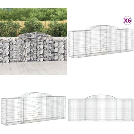 Cestas de gaviones 6 uds forma de arco hierro 300x50x100/120 cm - Muros de contención - Barreras de jardín