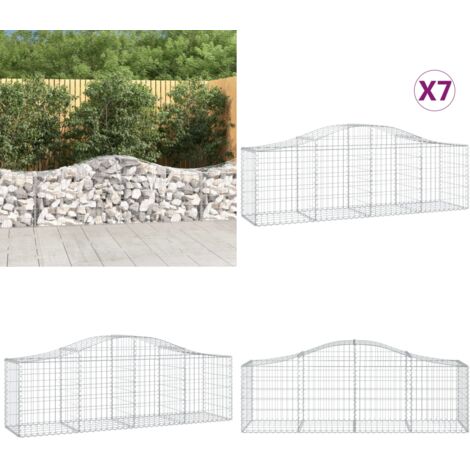 Cestas de gaviones 7 uds forma de arco hierro 200x50x60/80 cm - Muros de contención - Jardines decorativos