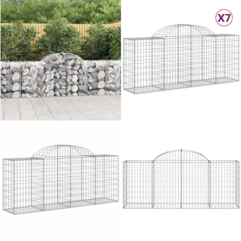 Cestas de gaviones 7 uds forma de arco hierro 200x50x80/100 cm - Muros de contención - Jardines decorativos