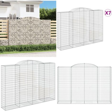 Cestas de gaviones 7 uds forma de arco hierro 300x50x200/220 cm - Muros de contención - Jardines decorativos