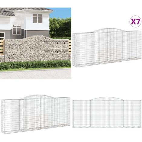Cestas de gaviones 7 uds forma de arco hierro 400x50x160/180 cm - Muros de contención - Barreras de jardín