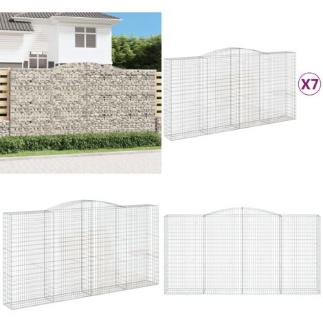Cestas de gaviones 7 uds forma de arco hierro 400x50x200/220 cm - Muros de contención - Jardines decorativos