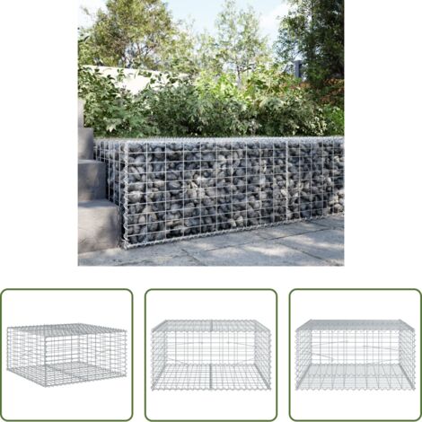 Cestas de gaviones -  Cesta de gaviones con cubierta hierro galvanizado 100x100x50 cm