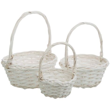 Cestas de mimbre blanco set 3 pzas 23x23x28-19x19x24-15x15x20h cm