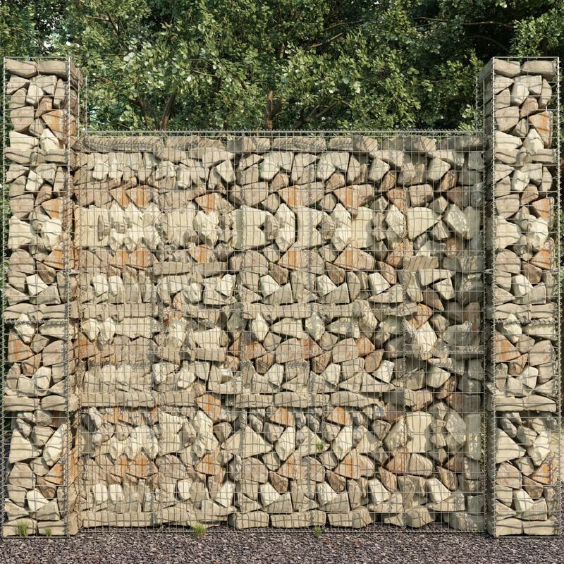 

Cestas de muro de gaviones 3 uds acero galvanizado 25x25x197cm