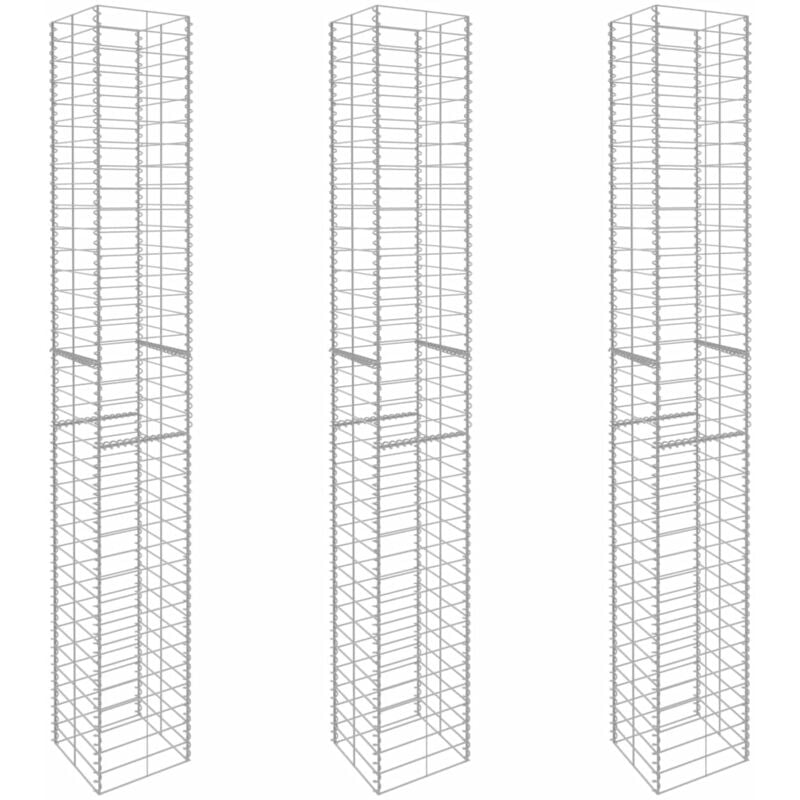 

Cestas de muro de gaviones 3 uds acero galvanizado 25x25x197cm - Plateado - Vidaxl