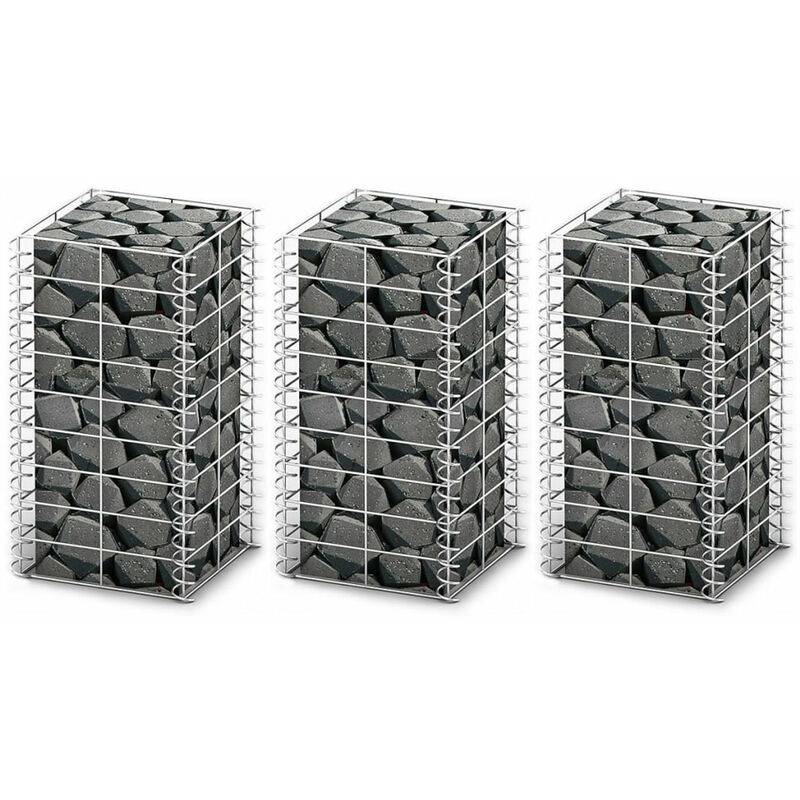 

Cestas de muro de gaviones alambre galvanizado 25x25x50cm 3 uds