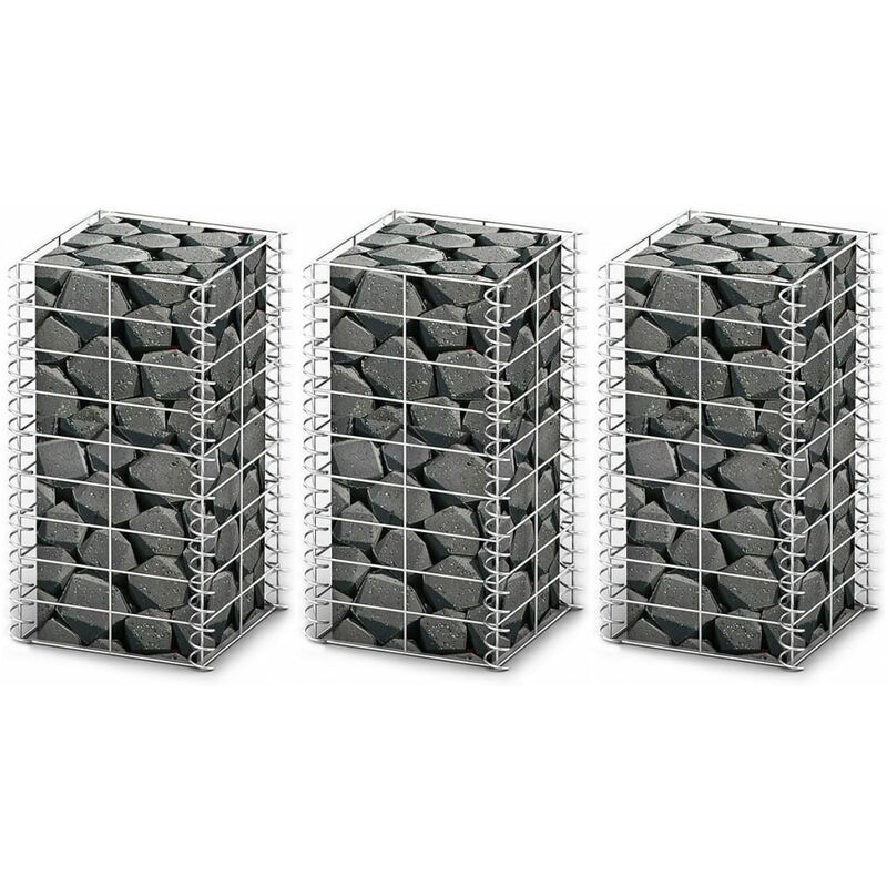 

Cestas de muro de gaviones alambre galvanizado 25x25x50cm 3 uds - Plateado