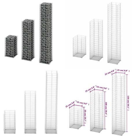 Cestas de muro de gaviones alambre galvanizado 3 unidades - Cestas de gaviones - Muros de contención