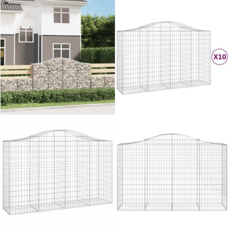 Cestas gaviones 10 uds forma de arco hierro 200x50x120/140 cm - Cestas de gaviones - Jardín decorativo