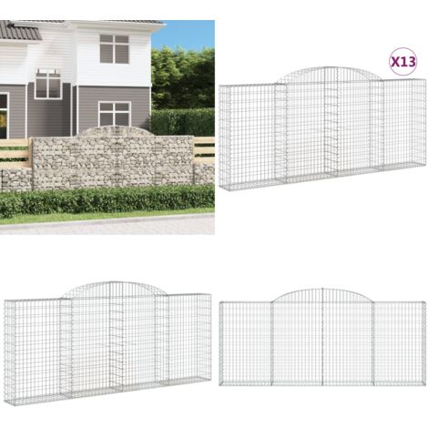 Cestas gaviones 13 uds forma de arco hierro 300x30x120/140 cm - Muros de contención - Barreras de jardín