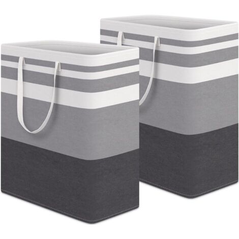 cestas grandes para la colada (100 l cada una), impermeables, de pie, plegables y altas, con asas extensibles para juguetes en dormitorios y familias, color gris degradado.