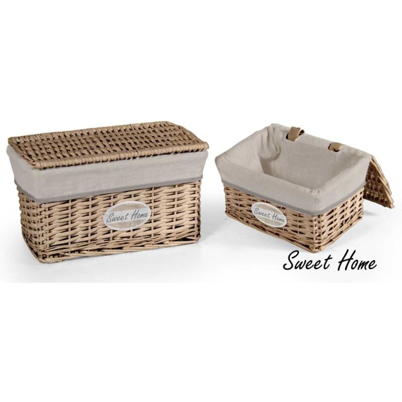 Image of Maury's ceste beige rettangolari con scritta sweet home SET2PZ con coperchio
