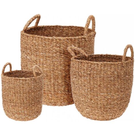 Ceste in vimini naturali da esterno set da 3