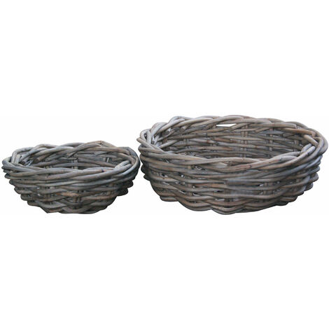 Ceste porta oggetti in vimini grigio set 2 pezzi