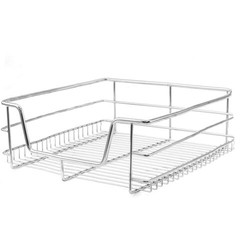 Cestelli Estraibili in Acciaio per Cucina Cassetti Organizzazione Credenza Cesto in Acciaio con Telaio e Binari per Dispensa Organizza Unità da 40 cm con Viti GRATIS - 4 Cesti