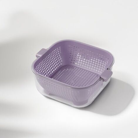 Cestello da cucina con doppio scolapiatti - Cestello per verdure - Cestello scolapiatti - Cestello per frutta - Cestello per verdure viola