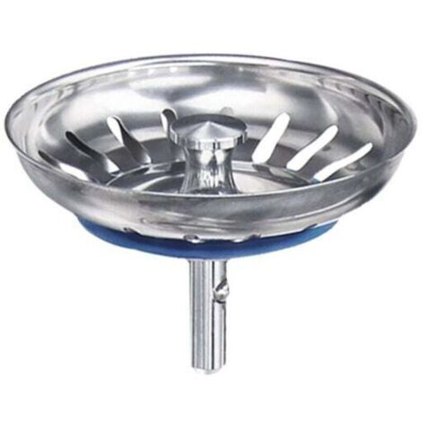 Cestello di scarico per lavello da cucina - 80 mm - Filtro universale in acciaio inox - Tappo a scomparsa - Perni da 32 e 25 mm - Lavabile in lavastoviglie - Non si intasa e non trabocca