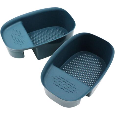 Cestello filtro sospeso multifunzionale - Filtro per lavello da cucina, lavello per verdure, pattumiera, porta spugna antiscivolo, scolapiatti, spazzola per sapone (blu, confezione da 2)