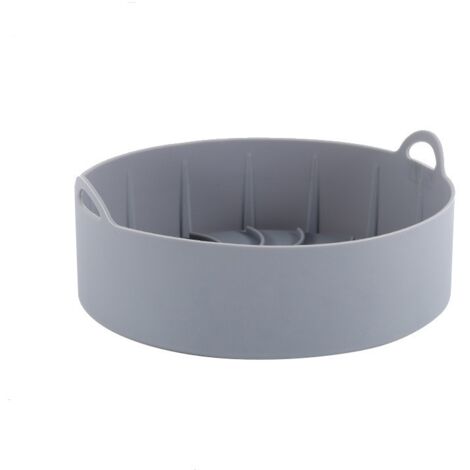 Cestello in silicone per friggitrice ad aria, riutilizzabile per friggitrice ad aria, microonde e forno, diametro 19 cm, grigio