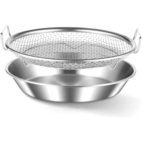 Cestello per cottura a vapore in acciaio inox con filtro olio, griglia per friggitrice ad aria - 22 cm