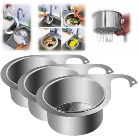 Cestello per lavello a forma di cigno in acciaio inox da 3 pezzi - Scolapiatti multifunzione da cucina migliorato per un filtraggio dei rifiuti senza sforzo e un facile lavaggio di frutta e verdura