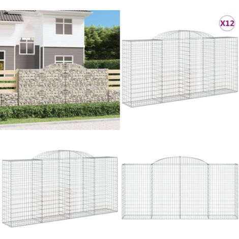 Cesti Gabbioni ad Arco 12 pz 300x50x140/160 cm Ferro Zincato - Muro di gabbione - Gabbione per giardino