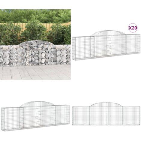 Cesti Gabbioni ad Arco 20 pz 300x30x80/100 cm Ferro Zincato - Muro di contenimento - Gabbione ad arco