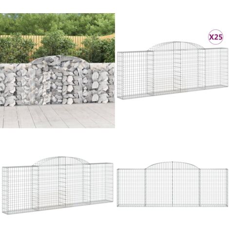 Cesti Gabbioni ad Arco 25 pz 300x30x100/120 cm Ferro Zincato - Muro di gabbione - Gabbione per giardino