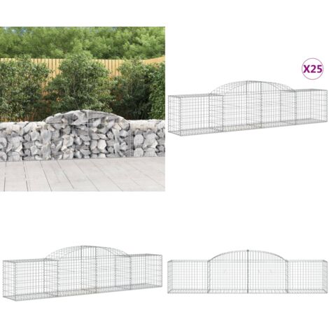 Cesti Gabbioni ad Arco 25 pz 300x50x60/80 cm Ferro Zincato - Muro di gabbione - Gabbione per giardino
