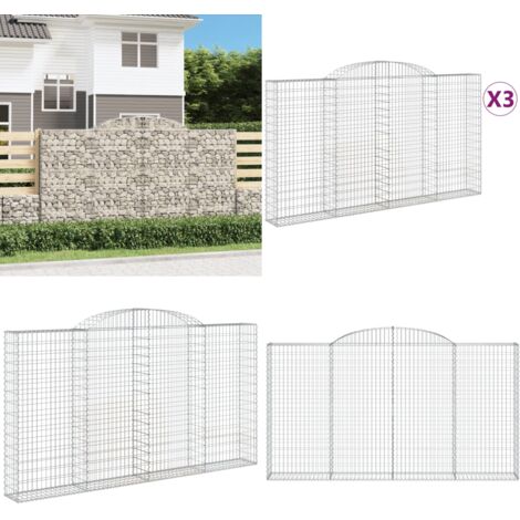 Cesti Gabbioni ad Arco 3 pz 300x30x160/180 cm Ferro Zincato - Muro di gabbione - Gabbione per giardino