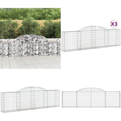 Cesti Gabbioni ad Arco 3 pz 300x30x80/100 cm Ferro Zincato - Muro di contenimento - Gabbione ad arco