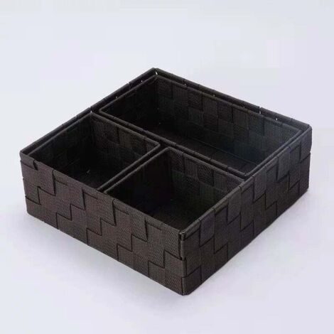 Cestini portaoggetti intrecciati per l'organizzazione, divisori per scatole portaoggetti a cubo, set da 4 (marrone)