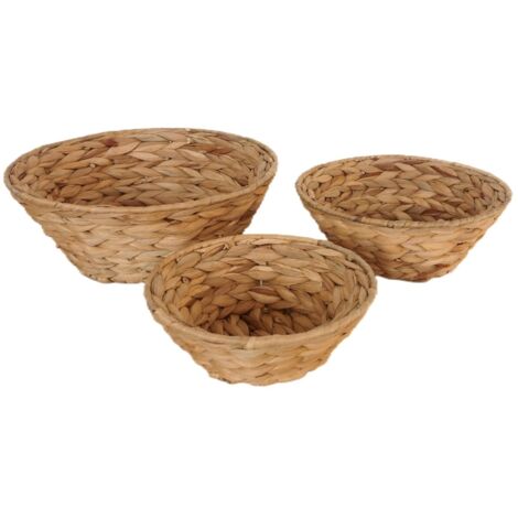 Cestini portaoggetti naturali - Set di 3 cestini in giacinto d'acqua per la decorazione e l'organizzazione della casa