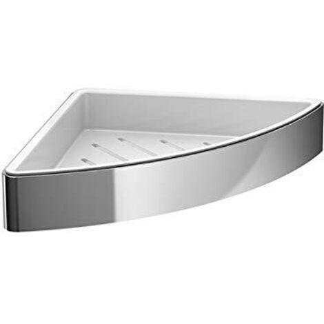 Cestino a forma di angolo con spugna LOFT con inserto in plastica rimovibile e finitura cromata