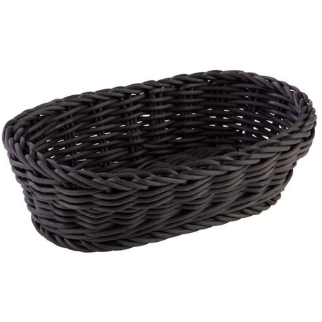 Cestino APS, ovale "PROFI LINE" - cestino, cestino di vimini in polipropilene - dimensioni: 19 x 12 cm/altezza: 6 cm/colore: nero