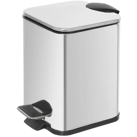 Cestino bagno cromato 3lt apertura a pedale e secchio removibile