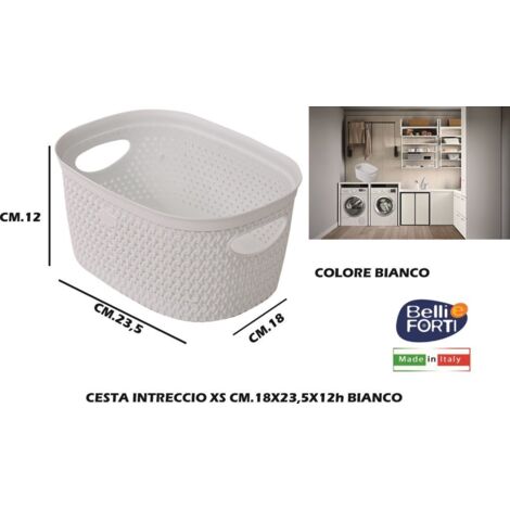 Cestino Biancheria Portabiancheria intreccio Bianco 17,5 x 23,5 x 12 cm