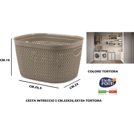 Cestino Biancheria Portabiancheria intreccio Tortora 22 x 26,5 x 15 cm