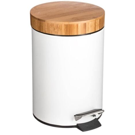 5FIVE SIMPLY SMART Cestino con coperchio in bambù naturéo 3l bianco - 5five