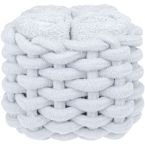 Cestino Con Lavette Ospiti in Cotone 30 x 30 Cm Asciugamani Spugna Bagno Salvietta Ospite  TallinBianco