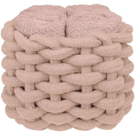 Cestino Con Lavette Ospiti in Cotone 30 x 30 Cm Asciugamani Spugna Bagno Salvietta Ospite  TallinRosa